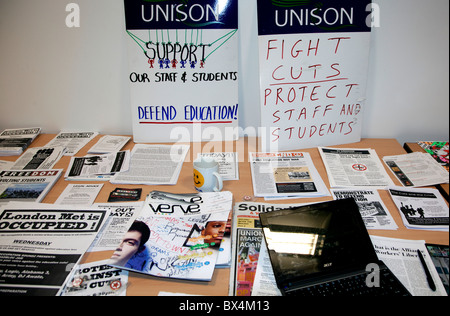 Student-Besetzung an der London Metropolitan University über Studiengebühren Stockfoto