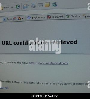 MasterCard-Website mastercard.com von Wikileaks, die Unterstützung von Hackern gehackt. Webseite nach unten. Stockfoto