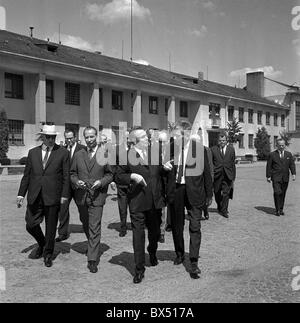 Alexander Dubcek, Leonid Brezhnev, Josef Smrkovsky, Nikolai Podgorny, Gespräche, Negotitations, Cierna nad Tisou Stockfoto