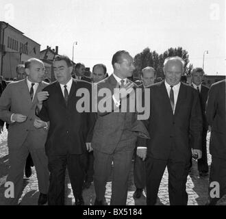 Oldrich Cernik, Leonid Brezhnev, Alexanderplatz Dubcek, Nikolai Podgorny, Gespräche, Negotitations, Cierna nad Tisou Stockfoto