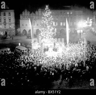 Tschechoslowakei 1936, Weihnachtsbaum am Altstädter Ring. Stockfoto