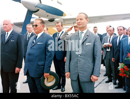 Josip Broz Tito, Alexander Dubcek, Ludvik Svoboda, Flughafen Stockfoto