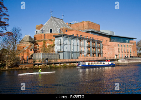 Neue Royal Shakespeare und Swan Theater und Fluß Avon in Stratford-upon-Avon, Warwickshire, England, UK Stockfoto