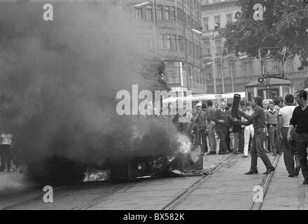 Auto, Schaden, Protest, Brünn Stockfoto