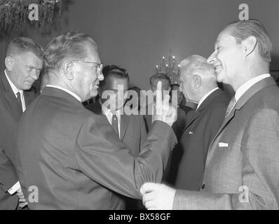 Josip Broz Tito, Alexander Dubcek, Ludvik Svoboda, Josef Smrkovsky, Prager Burg Stockfoto