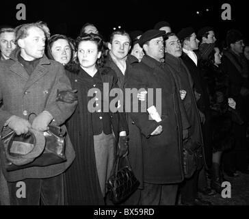 Prag, Wenzelsplatz, Menschenmenge Februar 1948, Menschen, Begeisterung, Hoffnung, Stockfoto