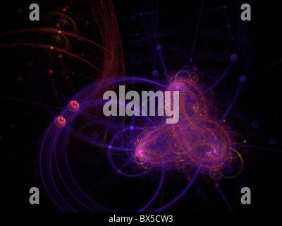 Nebel mit Planeten im Weltraum. Hoch detaillierte Abstraktion. Gut als Hintergrund, Hintergrund oder Hintergrund. Stockfoto