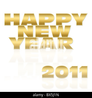 Frohes neues Jahr 2011 Beschriftung auf weißem Hintergrund Stockfoto