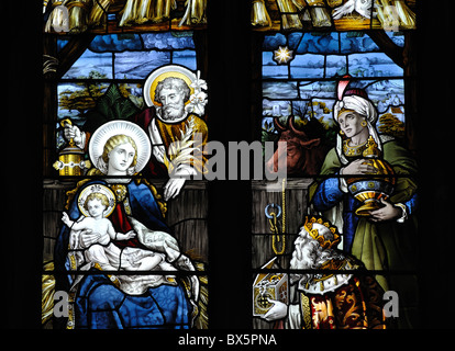 Detail des Nativity Fenster, Holy Trinity Church, Coventry, UK Stockfoto