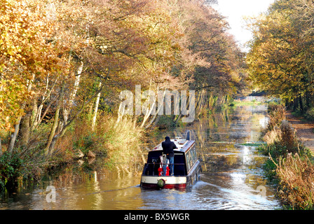 Schmale Boote auf dem Basingstoke Kanal bei Woodham, Surrey Stockfoto