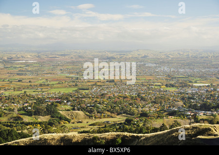 Blick auf Havelock North und Hastings aus Te Mata Peak, Hawke's Bay, North Island, Neuseeland, Pazifik Stockfoto