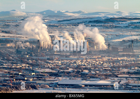 Eine Aireal Ansicht von Grangemouth Petrochemieanlage, Falkirk, Schottland. Stockfoto