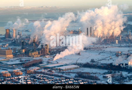 Eine Aireal Ansicht von Grangemouth Petrochemieanlage, Falkirk, Schottland. Stockfoto