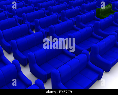 grüne Leitung Sofes. 3D Stockfoto
