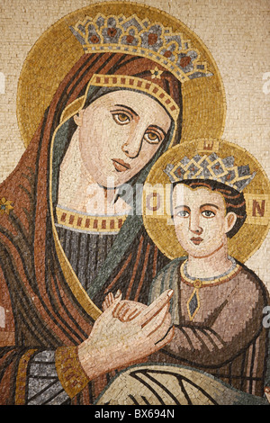 Jungfrau und Kind Mosaik im St.-Georgs orthodoxe Kirche, Madaba, Jordanien, Naher Osten Stockfoto