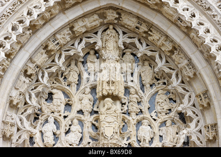 Tympanon zeigt Jesse Baum, Abteikirche Saint-Riquier, Somme, Frankreich, Europa Stockfoto