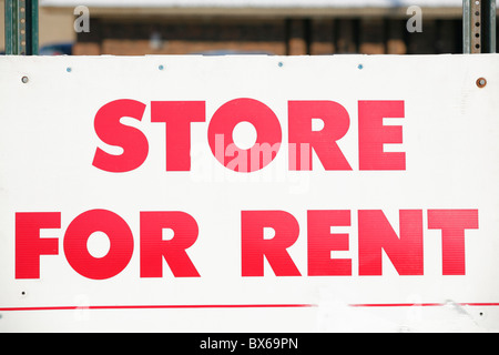 Rot und weiß-Store für Miete Zeichen Stockfoto