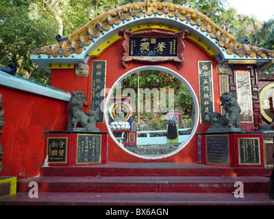 Tür, geschützt von Löwen im Club Life Guard in Repulse Bay, Hong Kong, China, Asien Stockfoto