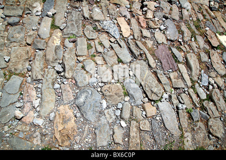 Antike römische Pflaster in Pilger Weg von Saint James Pyrenäen Huesca Spanien Stockfoto