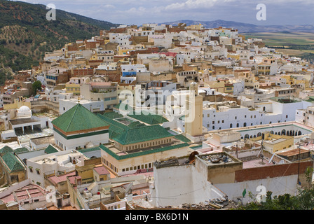 Blick über Moulay Idriss (Moulay Idriss Zerhoun), Marokko, Nordafrika, Afrika Stockfoto