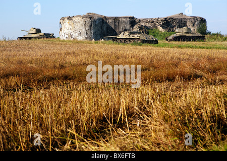 bauen Fort MO S-20 Orel, Museum der Befestigungen, Hlucin-Darkovicky, russische Panzer t-34 Stockfoto