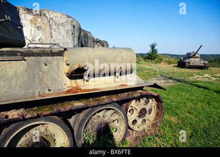 bauen Fort MO S-20 Orel, Museum der Befestigungen, Hlucin-Darkovicky, russische Panzer t-34 Stockfoto