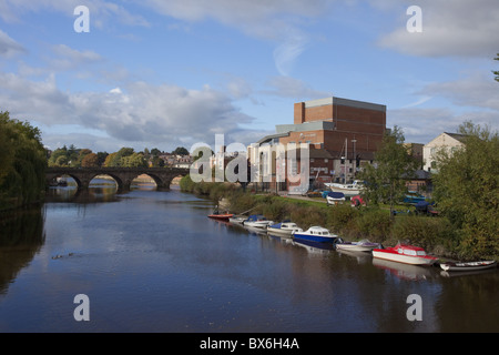 Theatre Severn und Waliser Brücke, Frankwell, Shrewsbury, Shropshire, England, Vereinigtes Königreich, Europa Stockfoto