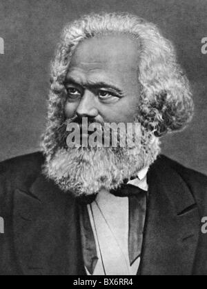 Marx, Karl, 5.5.186 - 14.3.1883, deutscher Philosoph, Porträt, Druck, 20. Jahrhundert, Stockfoto