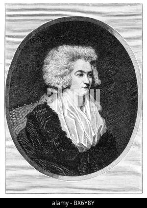 Porträt von Hannah More, englischer religiöser Schriftsteller, Romantik und Philanthrop ca. 1786; Schwarz und weiß-Abbildung; Stockfoto