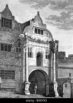 Armenhaus Reading, Berkshire, England, erbaut 1727; Schwarz und weiß-Abbildung; Stockfoto
