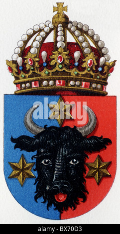 Heraldik, Wappen, Österreich-Ungarn, Bukowina, Farblithographie, Meyers Konversationslexikon, 1908, Additional-Rights-Clearences-not available Stockfoto