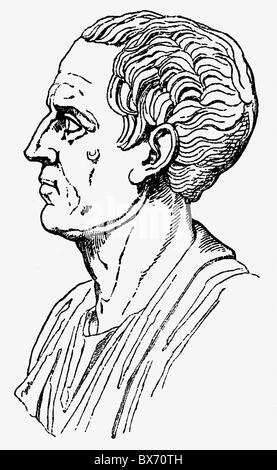 Cicero, Marcus Tullius, 3.1.106 - 7.12.43 v. Chr., römischer Politiker, Consule 63 v. Chr., Porträt, Büste, Holzgravur, 19. Jahrhundert, Stockfoto