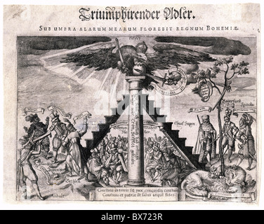 Veranstaltungen, dreißig Jahre Krieg 1618 - 1648, Allegorie auf die vitctories der Imperiale, 'Triumphiernder Adler' ('Thriumphing Eagle"), Kupferstich, ca. 1625, Artist's Urheberrecht nicht geklärt zu werden. Stockfoto