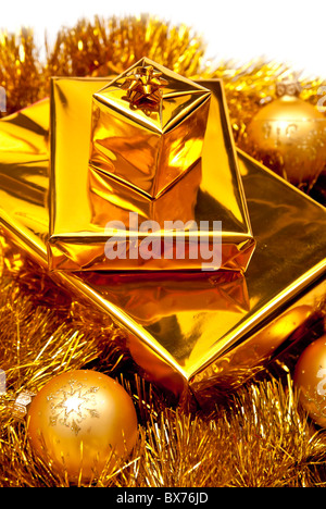 Goldene Geschenke Stockfoto