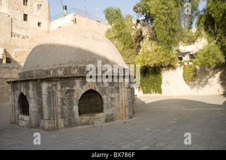 Äthiopisch-Orthodoxe Kirche Hof oberhalb der Kirche des Heiligen Grabes die Via Dolorosa in Jerusalem Stockfoto