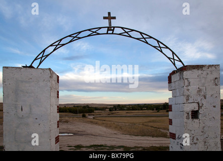 Eingang zum Friedhof von Wounded Knee Stockfoto