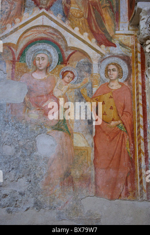 Fresko der Madonna mit Jesuskind, UNESCO World Heritage Site, Kampanien, Italien Amalfi-Kathedrale, Amalfi, Costiera Amalfitana Stockfoto