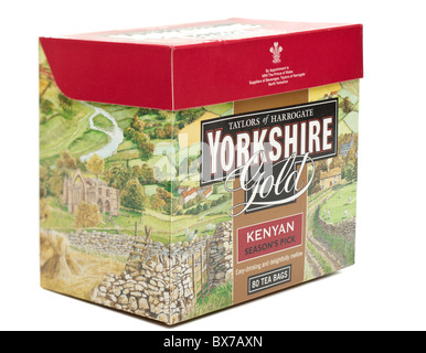 Schachtel mit 80 gold kenianischen Yorkshire-Teebeutel Stockfoto