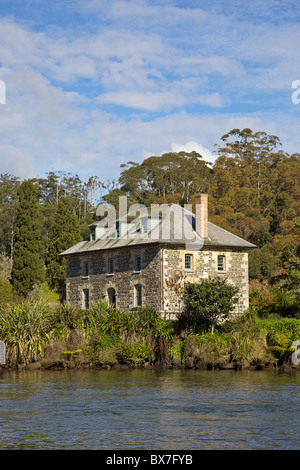 Der Stein-Shop in der Kotorigo-Kerikeri Becken Heritage Area of North Island, Neuseeland. Stockfoto