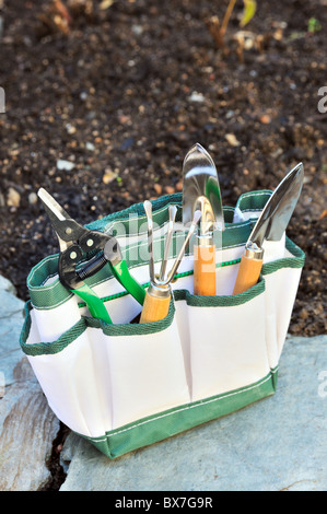 Detail der Gartengeräte in Werkzeugtasche - outdoor Stockfoto