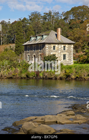 Der Stein-Shop in der Kotorigo-Kerikeri Becken Heritage Area of North Island, Neuseeland. Stockfoto