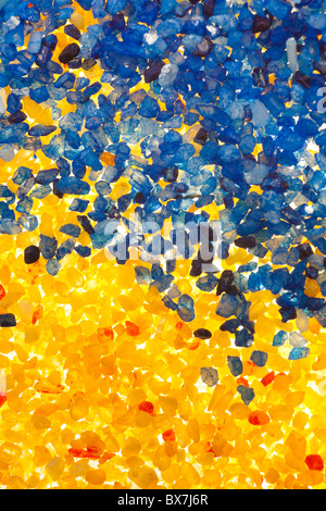 Extreme Nahaufnahme von bunten dekorativen Sand. Stockfoto