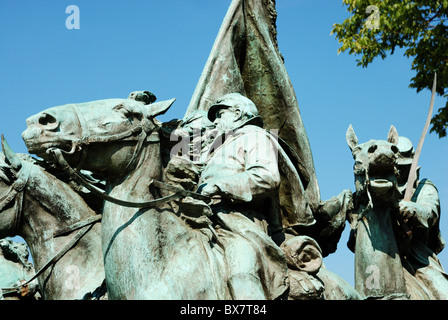 Ulysses S Grant Memorial in Washington DC. Detail des Bürgerkrieges Soldaten während Kavallerieattacke. Stockfoto