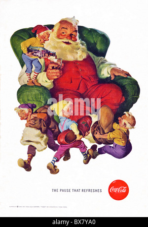 Klassische Coca Cola Werbung im amerikanischen Magazin mit Farbe Abbildung von Santa Weihnachtsmann datiert Dezember 1960 Stockfoto