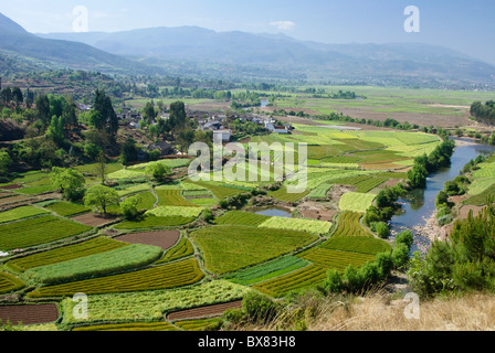 Dorf und Landwirtschaft in Shaxi Tal, Jiangsu, China Stockfoto