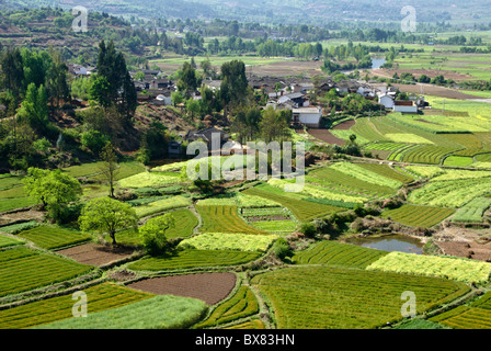 Dorf und Landwirtschaft in Shaxi Tal, Jiangsu, China Stockfoto