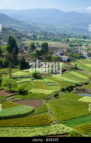 Dorf und Landwirtschaft in Shaxi Tal, Jiangsu, China Stockfoto