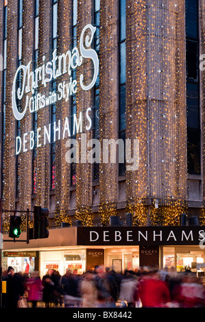 Kaufhaus Debenhams und Oxford Street Beleuchtung an Weihnachten 2010 Saison, London, Vereinigtes Königreich Stockfoto