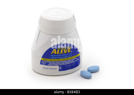 Flasche Naproxen Tabletten (Aleve) Stockfoto