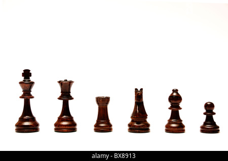 Schach Stücke isoliert, schwarz set Stockfoto